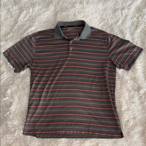 Nike Men's Polo Shirt in Gray and Red Stripes